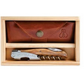 Laguiole Millesime  Corkscrew Set w/Genuine Olive Wood Handle & Leather Pouch